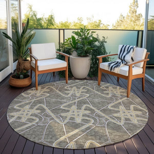 Homeroots 3' Stylish Geometric Washable Area Rug For Indoor And Outdoor Spaces - Durable & Easy To Clean! Taupe Polyester 612829