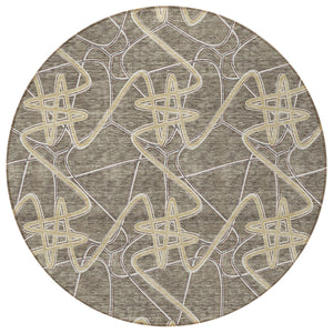 Homeroots 3' Stylish Geometric Washable Area Rug For Indoor And Outdoor Spaces - Durable & Easy To Clean! Taupe Polyester 612829