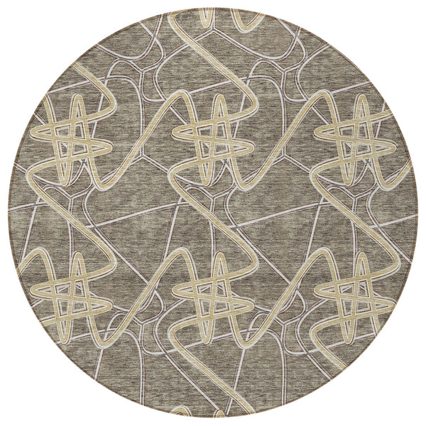 Homeroots 3' Stylish Geometric Washable Area Rug For Indoor And Outdoor Spaces - Durable & Easy To Clean! Taupe Polyester 612829