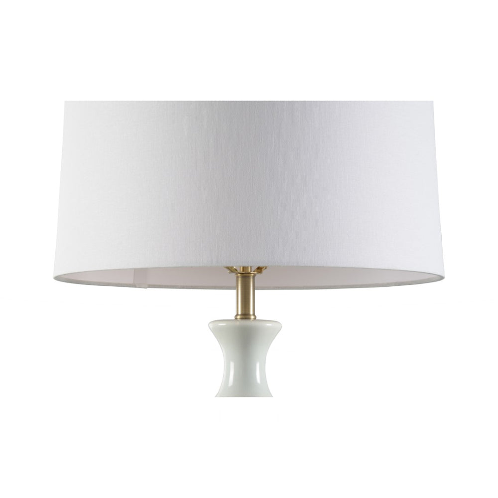 Wildwood Waterspout Double-Gourd Ceramic Table Lamp In Soft Blue Glaze With Off-White Linen Shade, 31" Tall 61283