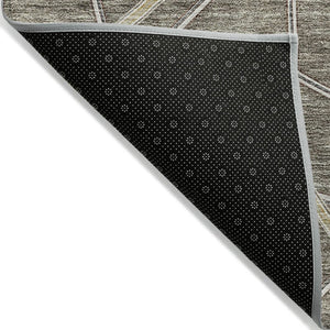 Homeroots 3' Stylish Geometric Washable Area Rug For Indoor And Outdoor Spaces - Durable & Easy To Clean! Taupe Polyester 612830