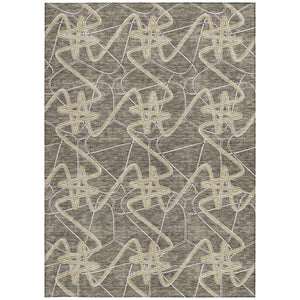Homeroots 3' Stylish Geometric Washable Area Rug For Indoor And Outdoor Spaces - Durable & Easy To Clean! Taupe Polyester 612830