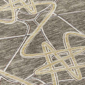 Homeroots 3' Stylish Geometric Washable Area Rug For Indoor And Outdoor Spaces - Durable & Easy To Clean! Taupe Polyester 612830