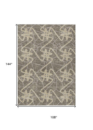 Homeroots 3' Stylish Geometric Washable Area Rug For Indoor And Outdoor Spaces - Durable & Easy To Clean! Taupe Polyester 612831