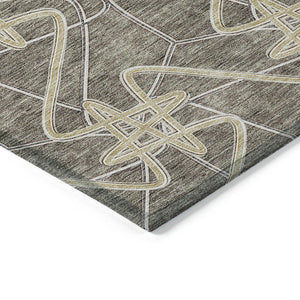 Homeroots 3' Stylish Geometric Washable Area Rug For Indoor And Outdoor Spaces - Durable & Easy To Clean! Taupe Polyester 612831