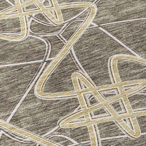 Homeroots 3' Stylish Geometric Washable Area Rug For Indoor And Outdoor Spaces - Durable & Easy To Clean! Taupe Polyester 612831