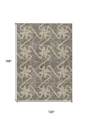 Homeroots 3' Stylish Geometric Washable Area Rug For Indoor And Outdoor Spaces - Durable & Easy To Clean! Taupe Polyester 612832