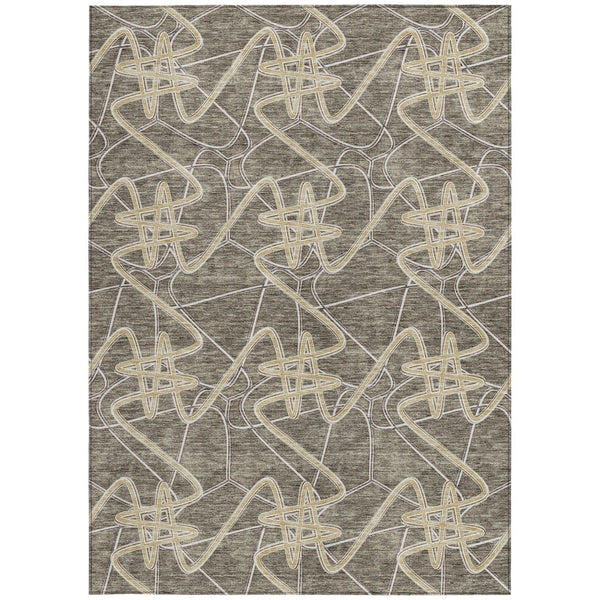Homeroots 3' Stylish Geometric Washable Area Rug For Indoor And Outdoor Spaces - Durable & Easy To Clean! Taupe Polyester 612832