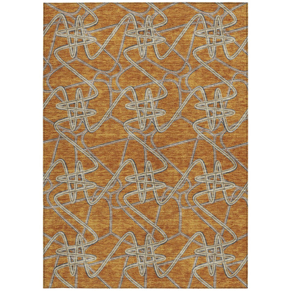Homeroots 3' Stylish Geometric Washable Area Rug For Indoor And Outdoor Spaces - Durable & Easy To Clean! Terra Cotta Polyester 612833