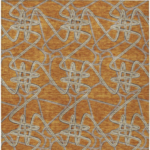 Homeroots 3' Stylish Geometric Washable Area Rug For Indoor And Outdoor Spaces - Durable & Easy To Clean! Terra Cotta Polyester 612833