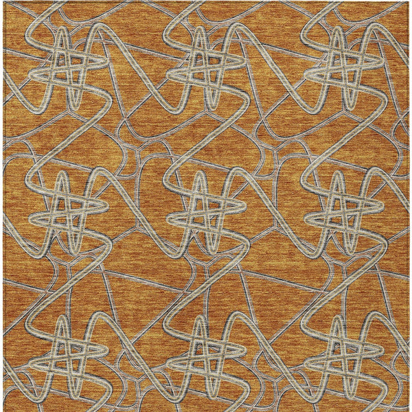 Homeroots 3' Stylish Geometric Washable Area Rug For Indoor And Outdoor Spaces - Durable & Easy To Clean! Terra Cotta Polyester 612833