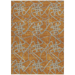 Homeroots 3' Stylish Geometric Washable Area Rug For Indoor And Outdoor Spaces - Durable & Easy To Clean! Terra Cotta Polyester 612834
