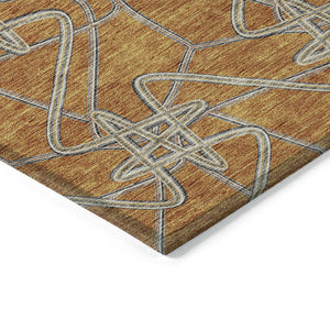 Homeroots 3' Stylish Geometric Washable Area Rug For Indoor And Outdoor Spaces - Durable & Easy To Clean! Terra Cotta Polyester 612834