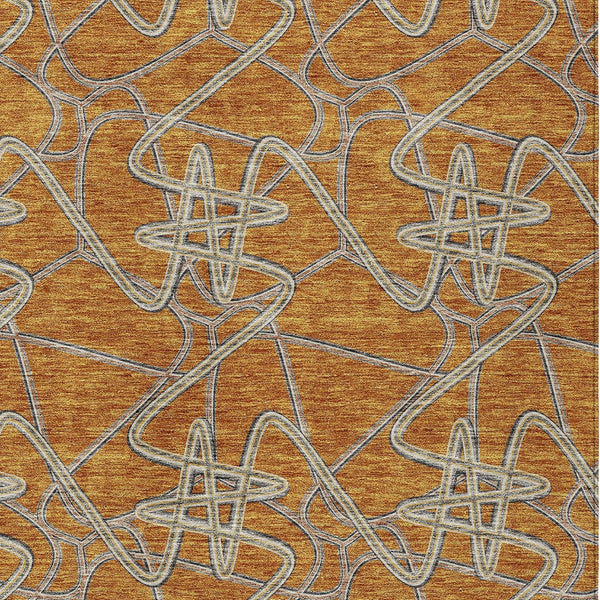 Homeroots 3' Stylish Geometric Washable Area Rug For Indoor And Outdoor Spaces - Durable & Easy To Clean! Terra Cotta Polyester 612834