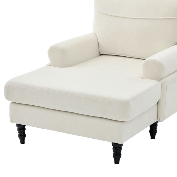English Elm Modern Chenille Fabric Recliner Chaise Lounge Sofa with High-Resilience Foam, 550LB Capacity, Cozy Plush Backrest and Armrests for Living Room Relaxation Beige W395P371331