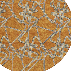 Homeroots 3' Stylish Geometric Washable Area Rug For Indoor And Outdoor Spaces - Durable & Easy To Clean! Terra Cotta Polyester 612835