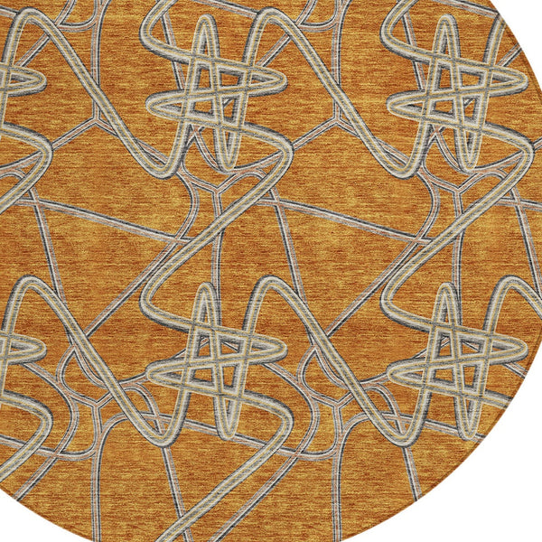 Homeroots 3' Stylish Geometric Washable Area Rug For Indoor And Outdoor Spaces - Durable & Easy To Clean! Terra Cotta Polyester 612835