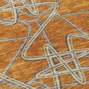 Homeroots 3' Stylish Geometric Washable Area Rug For Indoor And Outdoor Spaces - Durable & Easy To Clean! Terra Cotta Polyester 612835