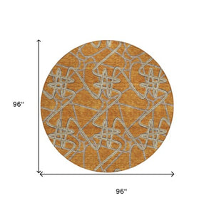 Homeroots 3' Stylish Geometric Washable Area Rug For Indoor And Outdoor Spaces - Durable & Easy To Clean! Terra Cotta Polyester 612835