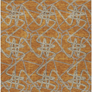 Homeroots 3' Stylish Geometric Washable Area Rug For Indoor And Outdoor Spaces - Durable & Easy To Clean! Terra Cotta Polyester 612836