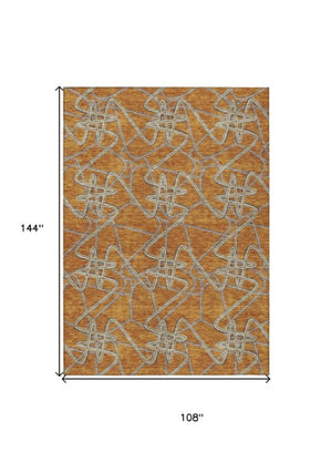 Homeroots 3' Stylish Geometric Washable Area Rug For Indoor And Outdoor Spaces - Durable & Easy To Clean! Terra Cotta Polyester 612837