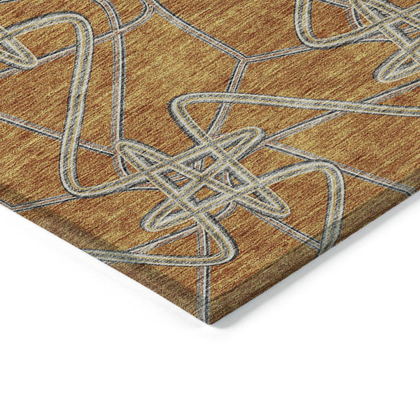 Homeroots 3' Stylish Geometric Washable Area Rug For Indoor And Outdoor Spaces - Durable & Easy To Clean! Terra Cotta Polyester 612837