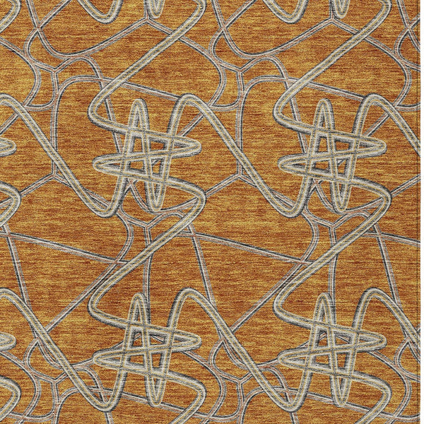 Homeroots 3' Stylish Geometric Washable Area Rug For Indoor And Outdoor Spaces - Durable & Easy To Clean! Terra Cotta Polyester 612837