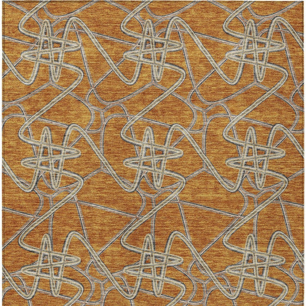 Homeroots 3' Stylish Geometric Washable Area Rug For Indoor And Outdoor Spaces - Durable & Easy To Clean! Terra Cotta Polyester 612838