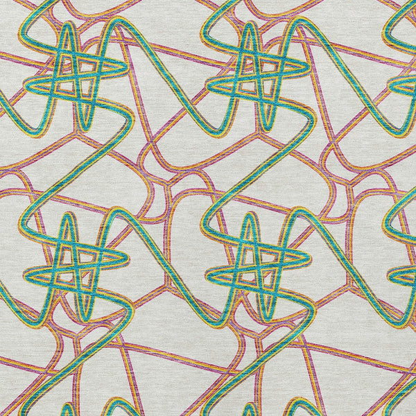 Homeroots 3' Stylish Geometric Washable Area Rug For Indoor And Outdoor Spaces - Durable & Easy To Clean! White Polyester 612839