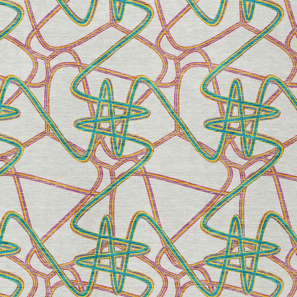 Homeroots 3' Stylish Geometric Washable Area Rug For Indoor And Outdoor Spaces - Durable & Easy To Clean! White Polyester 612840