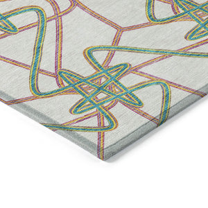 Homeroots 3' Stylish Geometric Washable Area Rug For Indoor And Outdoor Spaces - Durable & Easy To Clean! White Polyester 612840