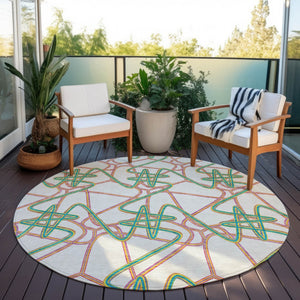 Homeroots 3' Stylish Geometric Washable Area Rug For Indoor And Outdoor Spaces - Durable & Easy To Clean! White Polyester 612841