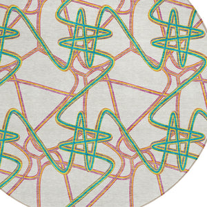 Homeroots 3' Stylish Geometric Washable Area Rug For Indoor And Outdoor Spaces - Durable & Easy To Clean! White Polyester 612841