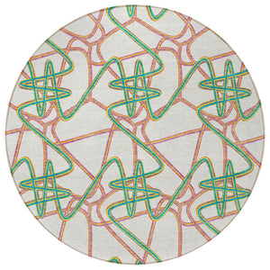 Homeroots 3' Stylish Geometric Washable Area Rug For Indoor And Outdoor Spaces - Durable & Easy To Clean! White Polyester 612841