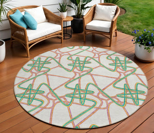 Homeroots 3' Stylish Geometric Washable Area Rug For Indoor And Outdoor Spaces - Durable & Easy To Clean! White Polyester 612841