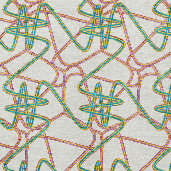 Homeroots 3' Stylish Geometric Washable Area Rug For Indoor And Outdoor Spaces - Durable & Easy To Clean! White Polyester 612843