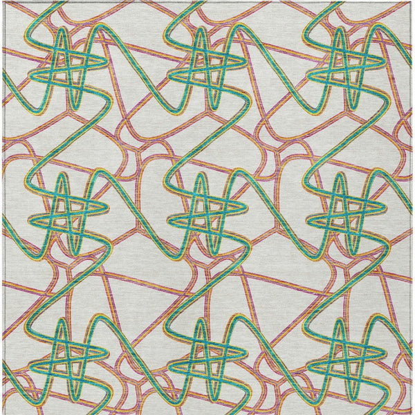 Homeroots 3' Stylish Geometric Washable Area Rug For Indoor And Outdoor Spaces - Durable & Easy To Clean! White Polyester 612844