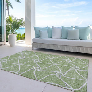 Homeroots 3' X 5' Stylish Geometric Washable Area Rug For Indoor And Outdoor Spaces – Durable & Versatile Sage Polyester 612845