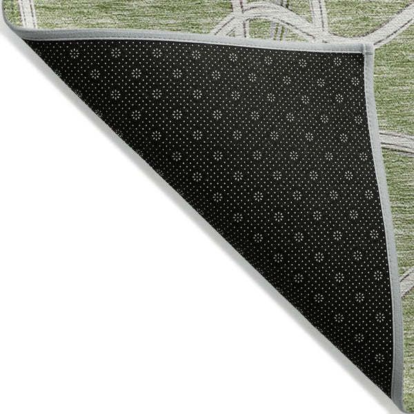 Homeroots 3' X 5' Stylish Geometric Washable Area Rug For Indoor And Outdoor Spaces – Durable & Versatile Sage Polyester 612845