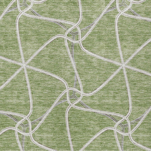 Homeroots 3' X 5' Stylish Geometric Washable Area Rug For Indoor And Outdoor Spaces – Durable & Versatile Sage Polyester 612845