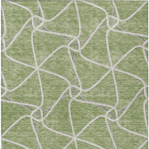 Homeroots 3' X 5' Stylish Geometric Washable Area Rug For Indoor And Outdoor Spaces – Durable & Versatile Sage Polyester 612846