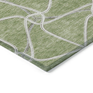 Homeroots 3' X 5' Stylish Geometric Washable Area Rug For Indoor And Outdoor Spaces – Durable & Versatile Sage Polyester 612846