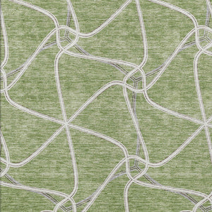 Homeroots 3' X 5' Stylish Geometric Washable Area Rug For Indoor And Outdoor Spaces – Durable & Versatile Sage Polyester 612846