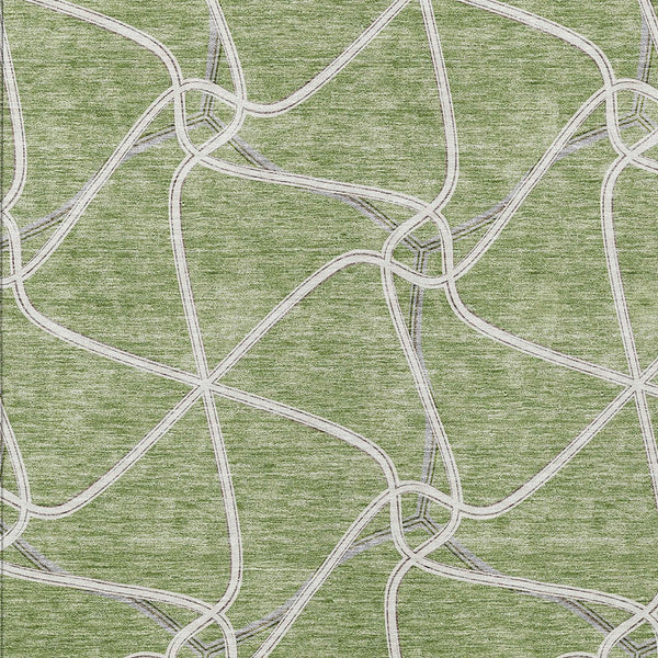 Homeroots 3' X 5' Stylish Geometric Washable Area Rug For Indoor And Outdoor Spaces – Durable & Versatile Sage Polyester 612846