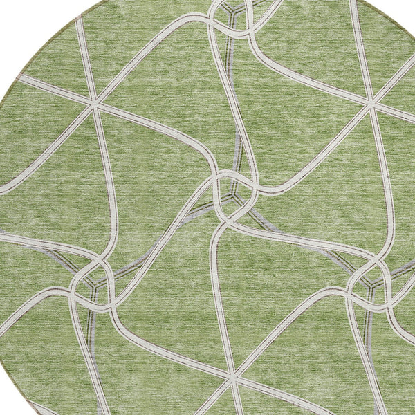 Homeroots 3' X 5' Stylish Geometric Washable Area Rug For Indoor And Outdoor Spaces – Durable & Versatile Sage Polyester 612847