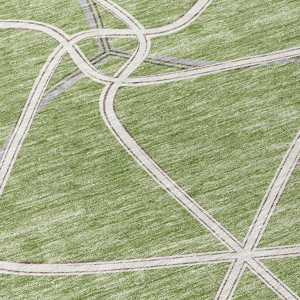 Homeroots 3' X 5' Stylish Geometric Washable Area Rug For Indoor And Outdoor Spaces – Durable & Versatile Sage Polyester 612847