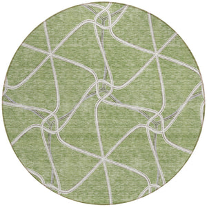 Homeroots 3' X 5' Stylish Geometric Washable Area Rug For Indoor And Outdoor Spaces – Durable & Versatile Sage Polyester 612847