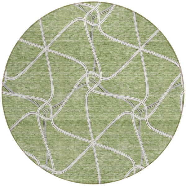 Homeroots 3' X 5' Stylish Geometric Washable Area Rug For Indoor And Outdoor Spaces – Durable & Versatile Sage Polyester 612847