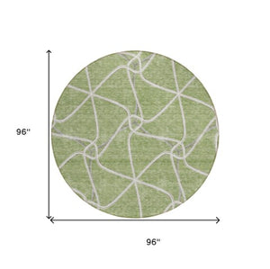 Homeroots 3' X 5' Stylish Geometric Washable Area Rug For Indoor And Outdoor Spaces – Durable & Versatile Sage Polyester 612847