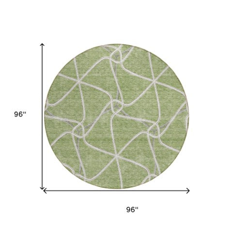 Homeroots 3' X 5' Stylish Geometric Washable Area Rug For Indoor And Outdoor Spaces – Durable & Versatile Sage Polyester 612847